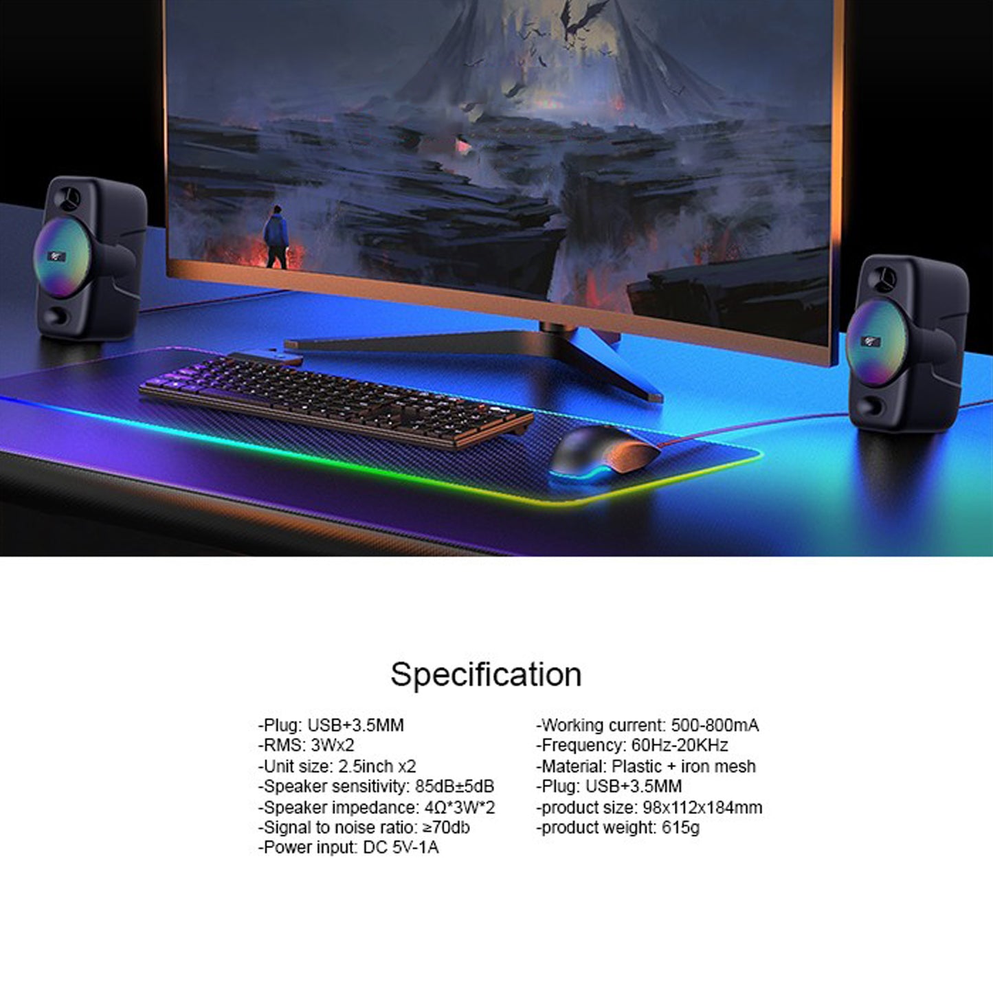 Havit SK213 RGB Light Computer Speaker (HAVSK213BLK)