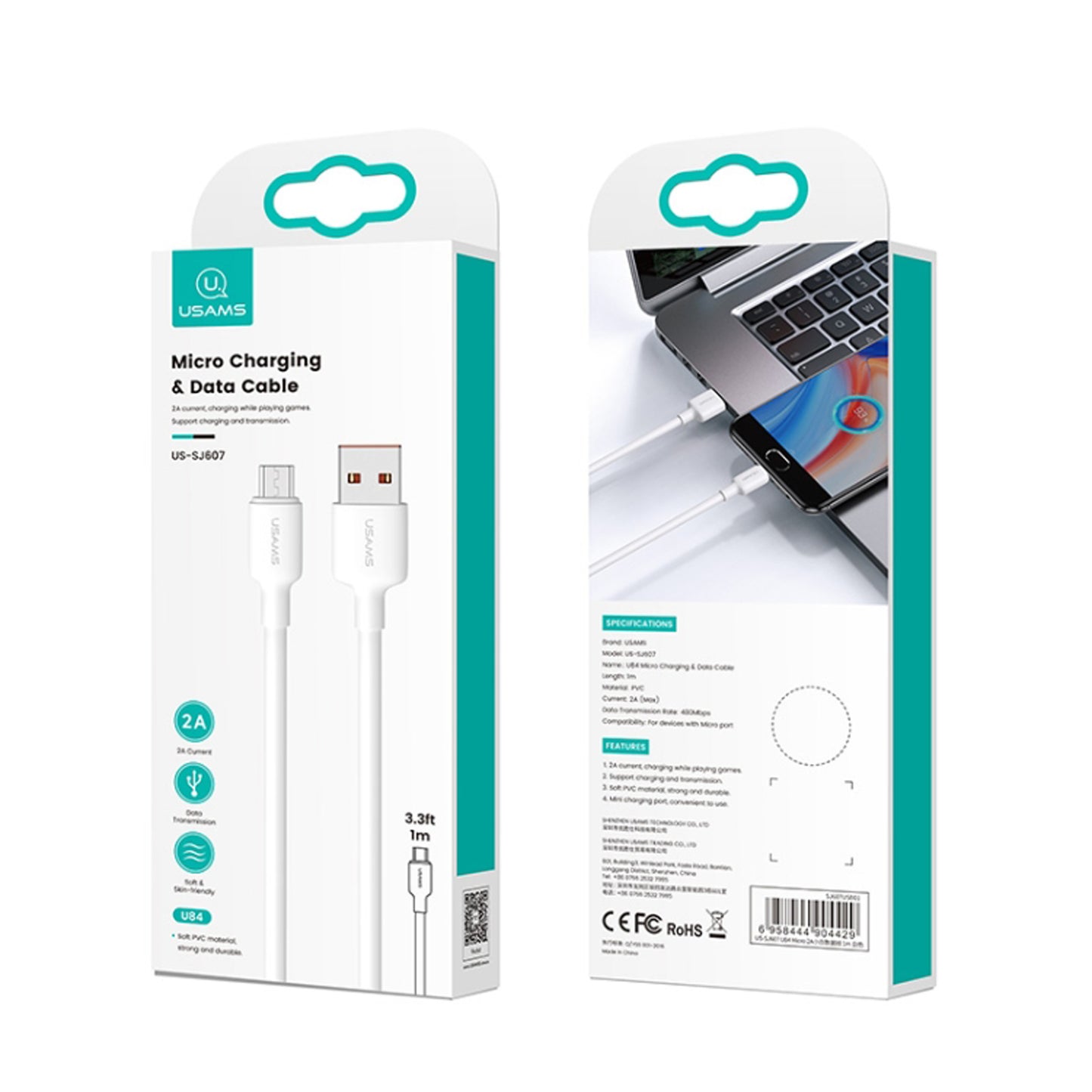 USAMS US-SJ607 U84 2A USB to MICRO USB CHARGING DATA CABLE