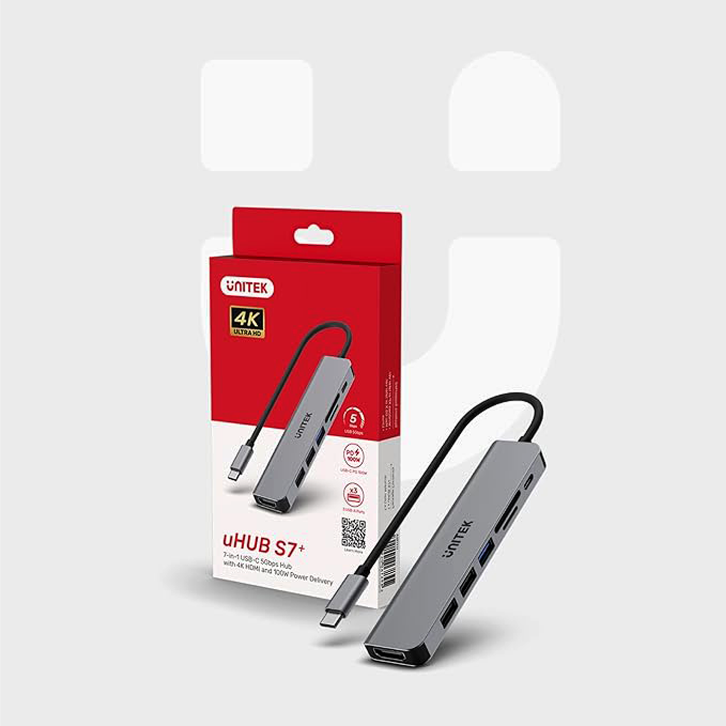 Unitek H1118A UHUB S7+ 7-IN-1 USB-C 5GPS HUB 4K HDMI and 100W Power Delivery (UNIH1118A)