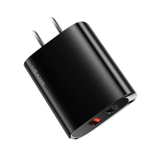USAMS US-CC120 T35 20W QC3.0 + PD3.0 Fast Charger, CN Plug (Black)