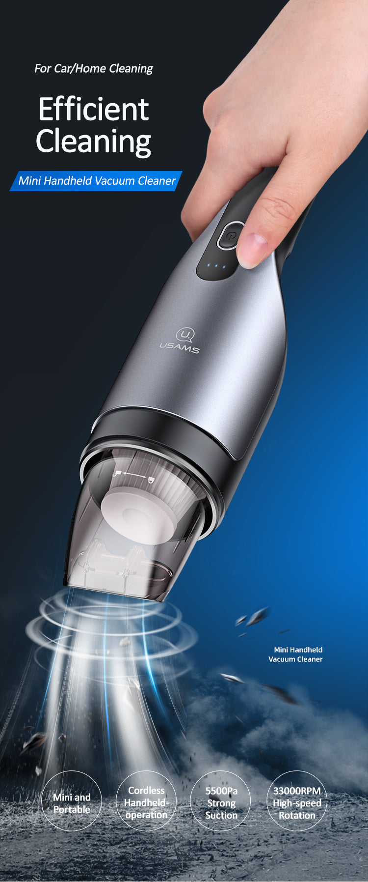 USAMS US-ZB108 Mini Handheld Vacuum Cleaner