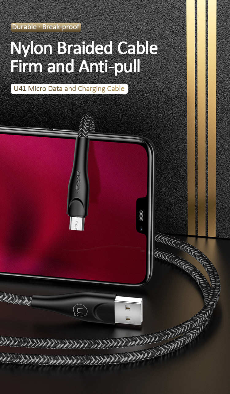 USAMS US-SJ393/US-SJ396/US-SJ399 U41 Micro Braided Data and Charging Cable 1m/2m/3m