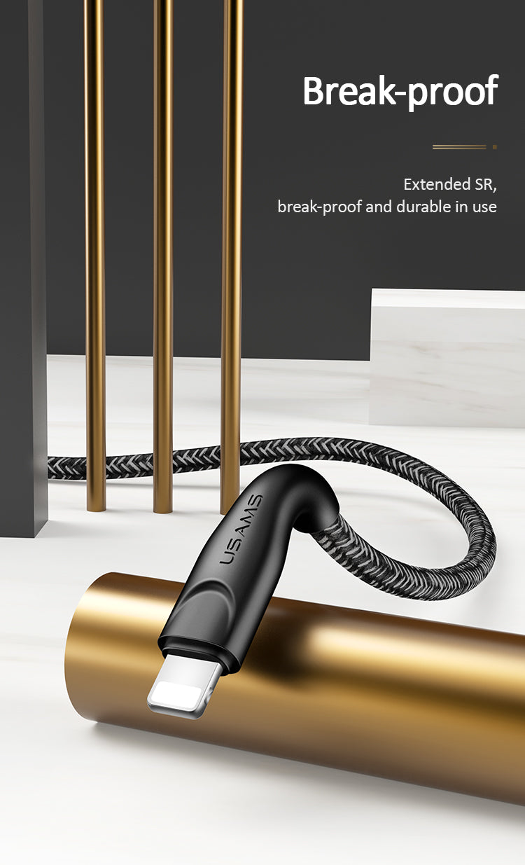 US-SJ391/SJ394/SJ397 U41 LIGHTNING Braided Data and Charging Cable 1m/2m/3m