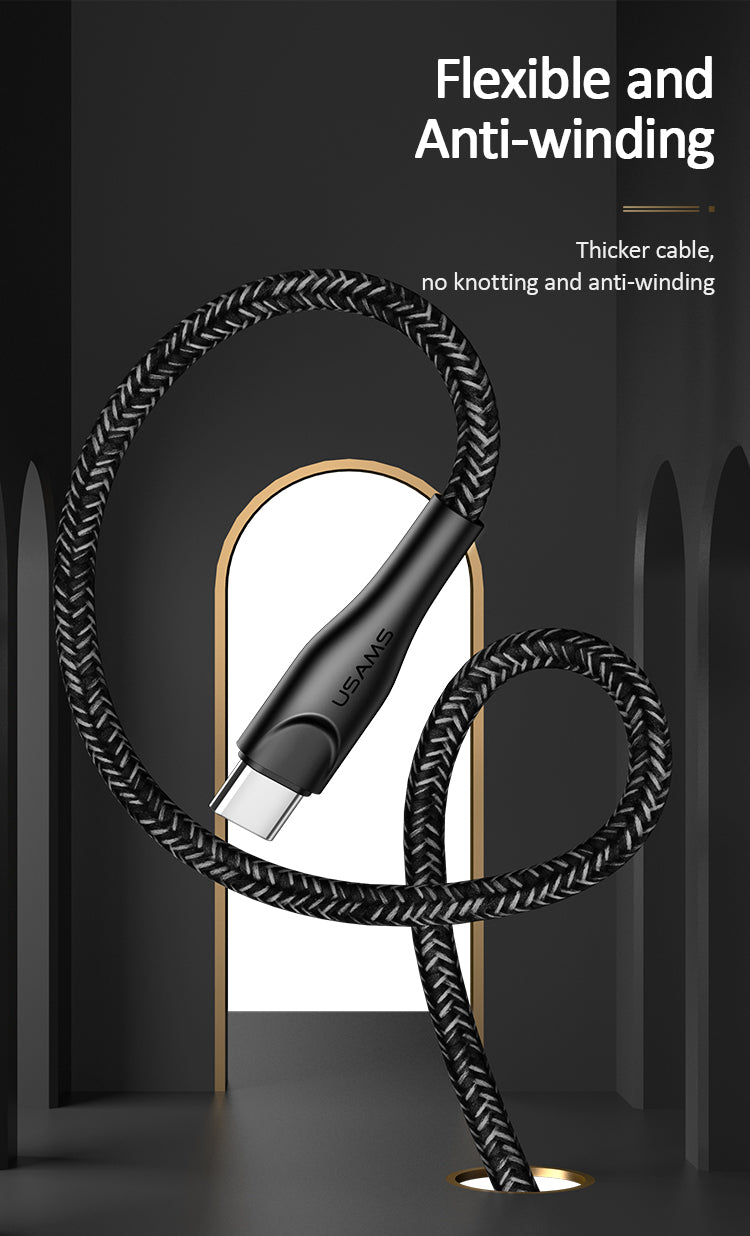 US-SJ392/US-SJ395/US-SJ398 U41 Type-C Braided Data and Charging Cable 1m/2m/3m