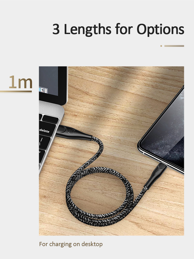 US-SJ392/US-SJ395/US-SJ398 U41 Type-C Braided Data and Charging Cable 1m/2m/3m