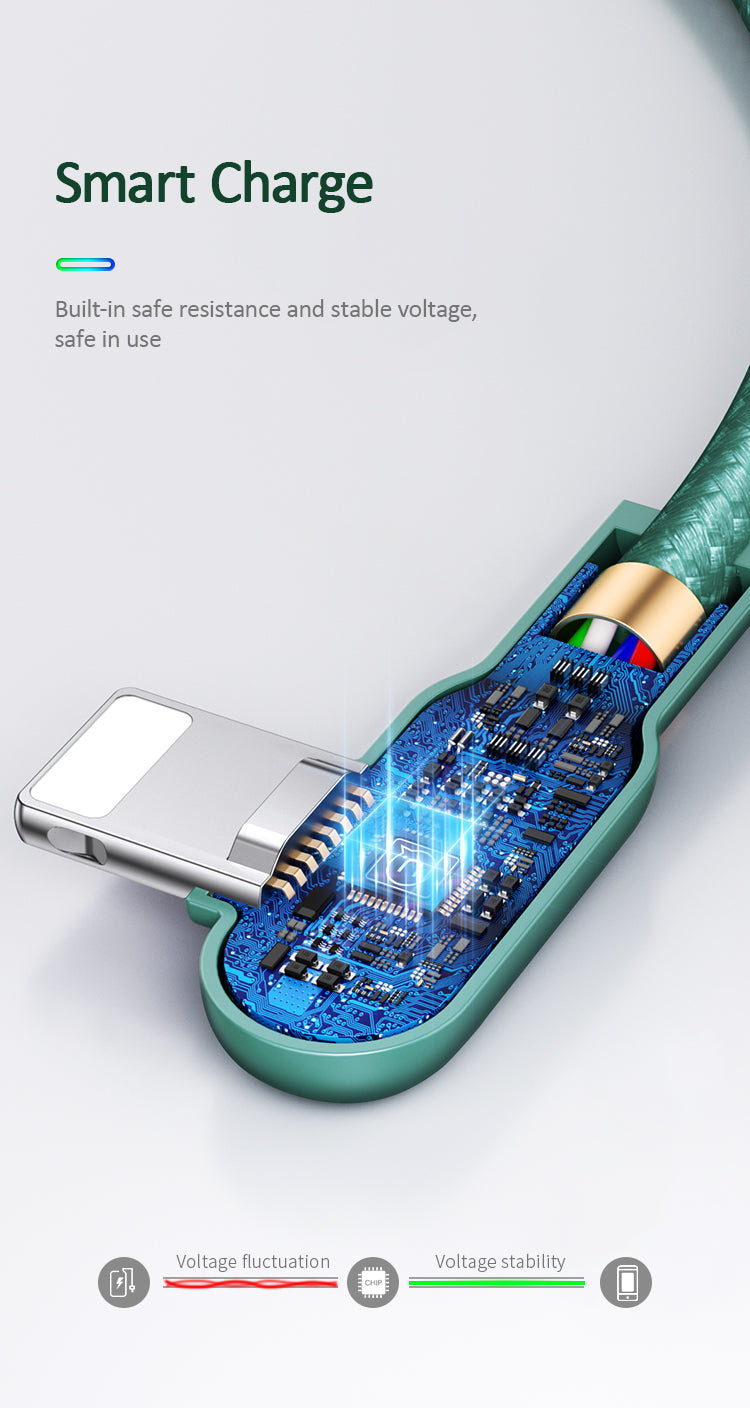 US-SJ455 U57 Double Right-angle Cable With Colorful Light