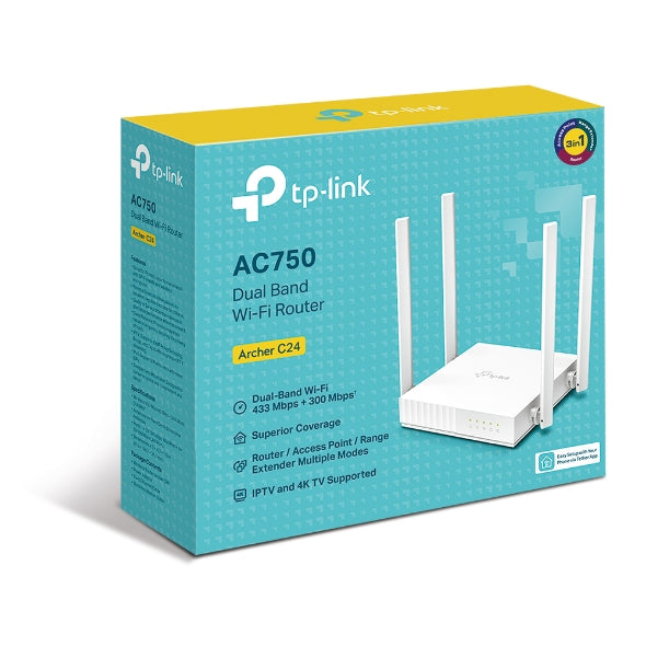 TPLINK ARCHER C24 AC750 DUAL BAND WIFI ROUTER