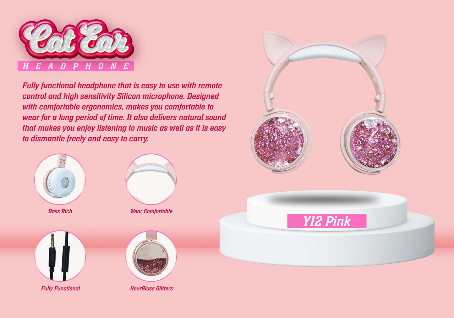 KEEKA Y12 CAT EAR WIRED HEADPHONE