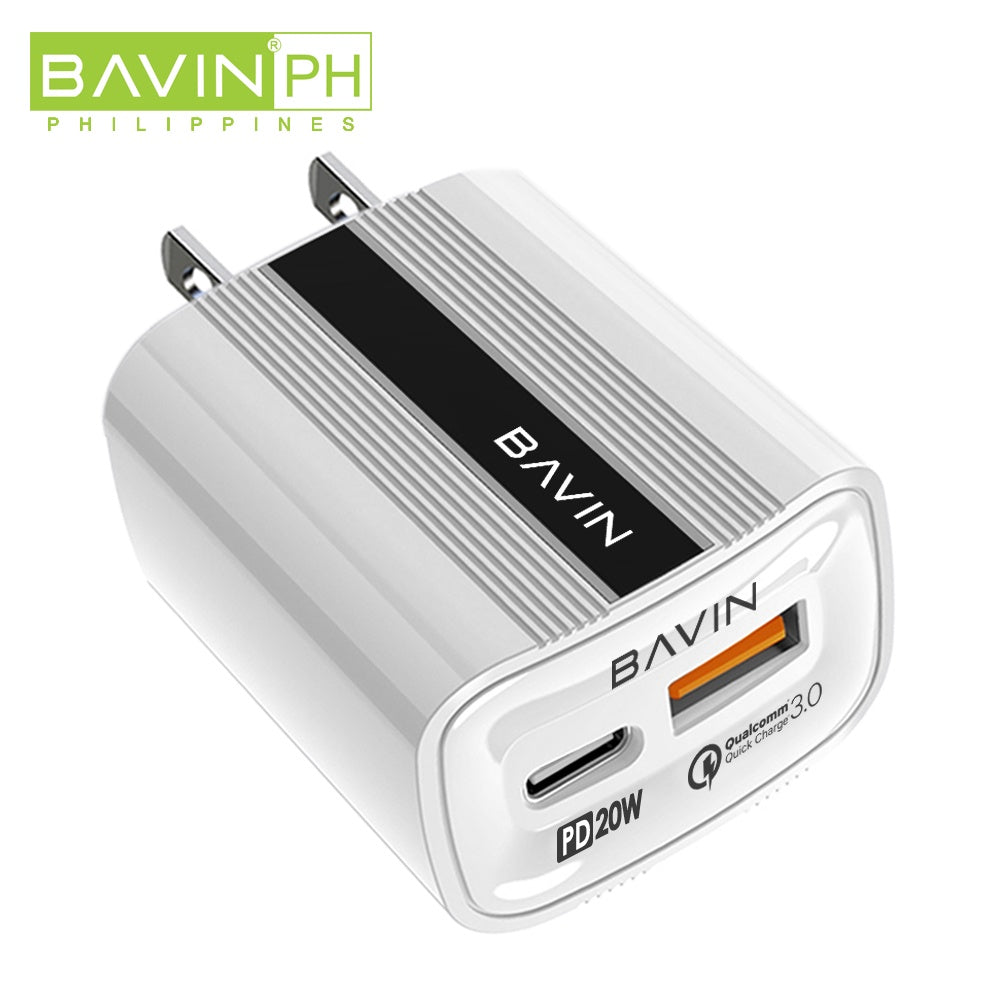 BAVIN 20W PD + 3.0 Qualcomm Fast & Portable Wall Charger for Lightning/ Type-C (PC336)