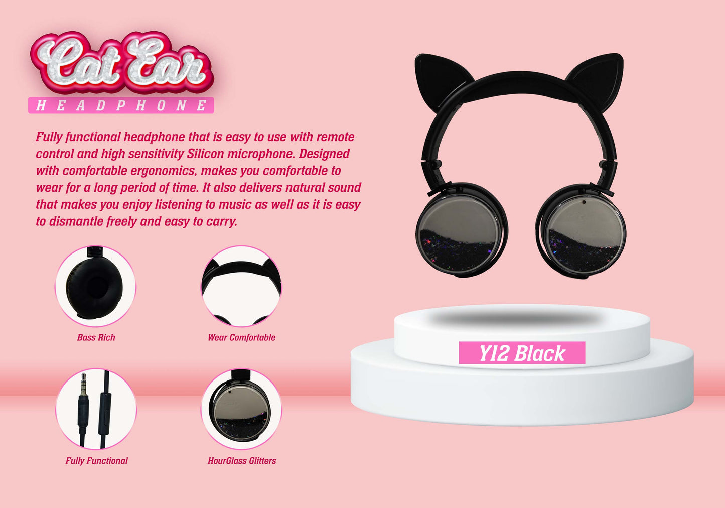 KEEKA Y12 CAT EAR WIRED HEADPHONE