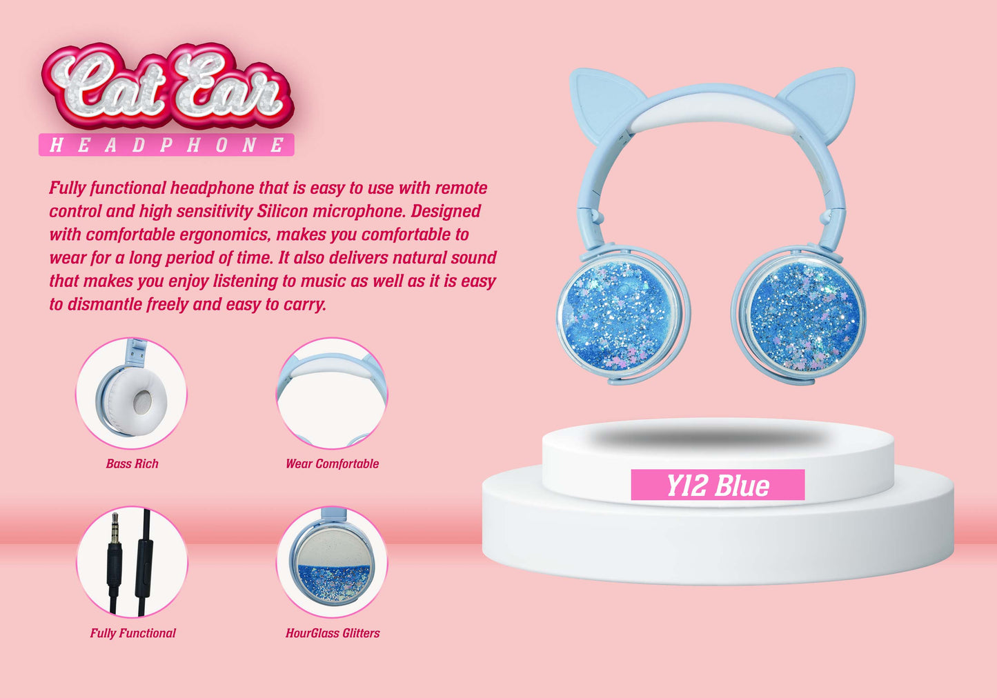 KEEKA Y12 CAT EAR WIRED HEADPHONE