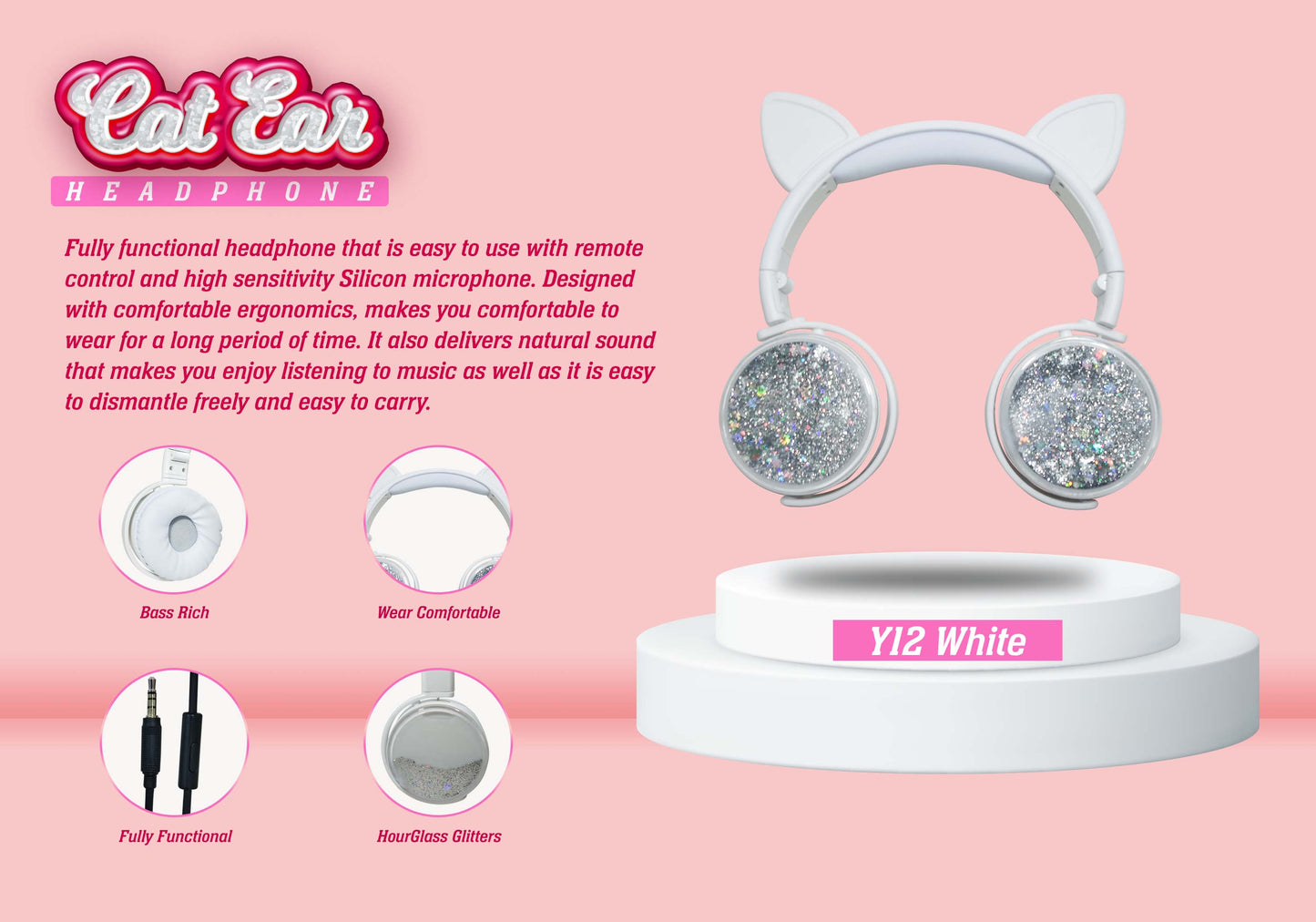 KEEKA Y12 CAT EAR WIRED HEADPHONE