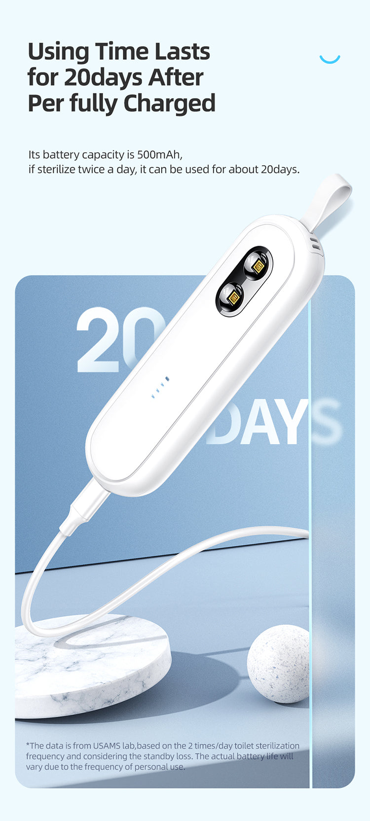 USAMS US-ZB210 Smart Portable Toilet UV Lamp