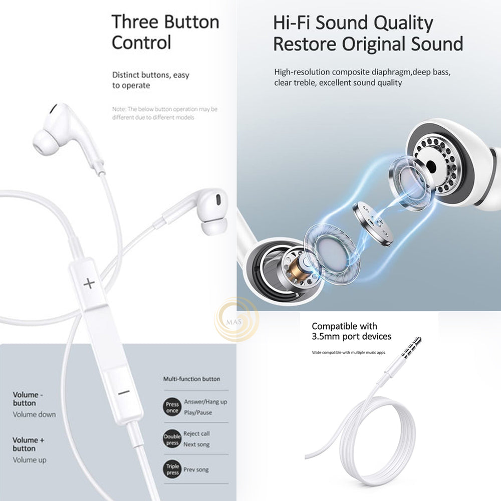 USAMS EP-41 3.5MM IN -EAR EARPHONE 1.2M WITH MIC