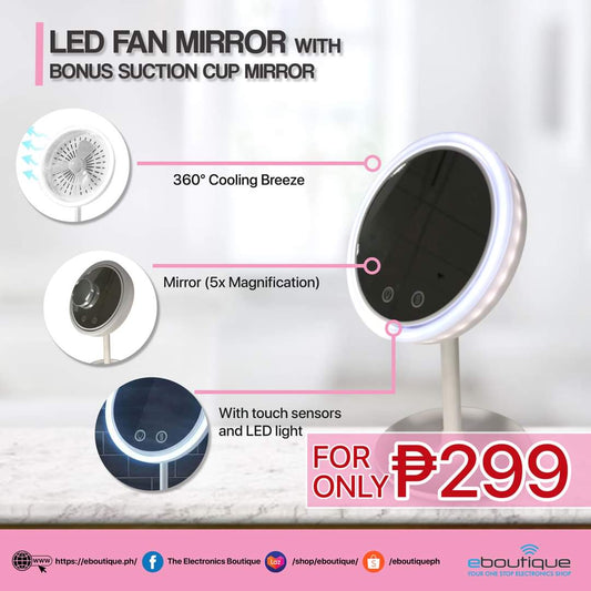 Led Fan Mirror with Bonus Suction Cup Mirror