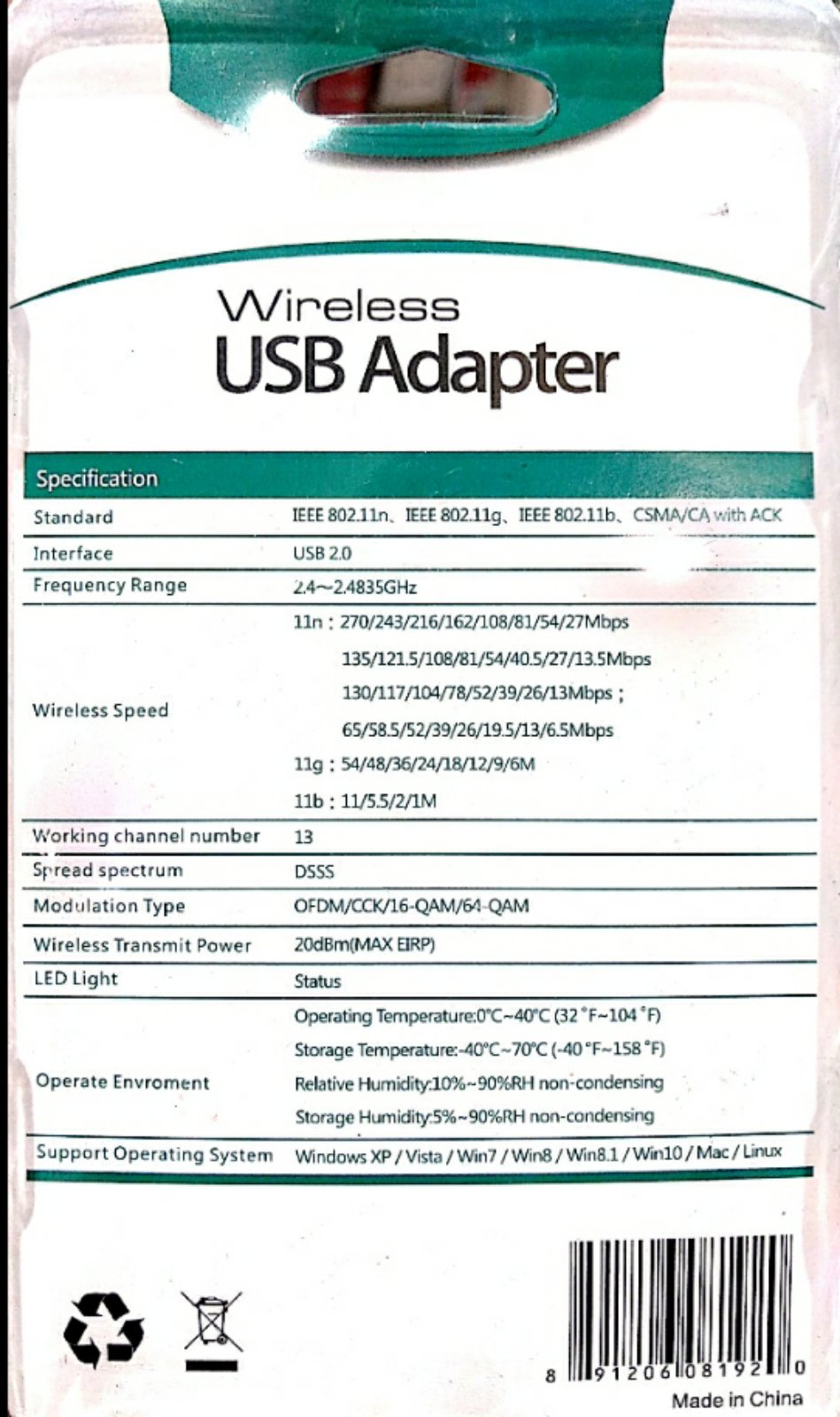 WIFI WIRELESS ADAPTER Adapter 300mbps Usb Wifi adapter Receiver 2.4ghz bluetooth