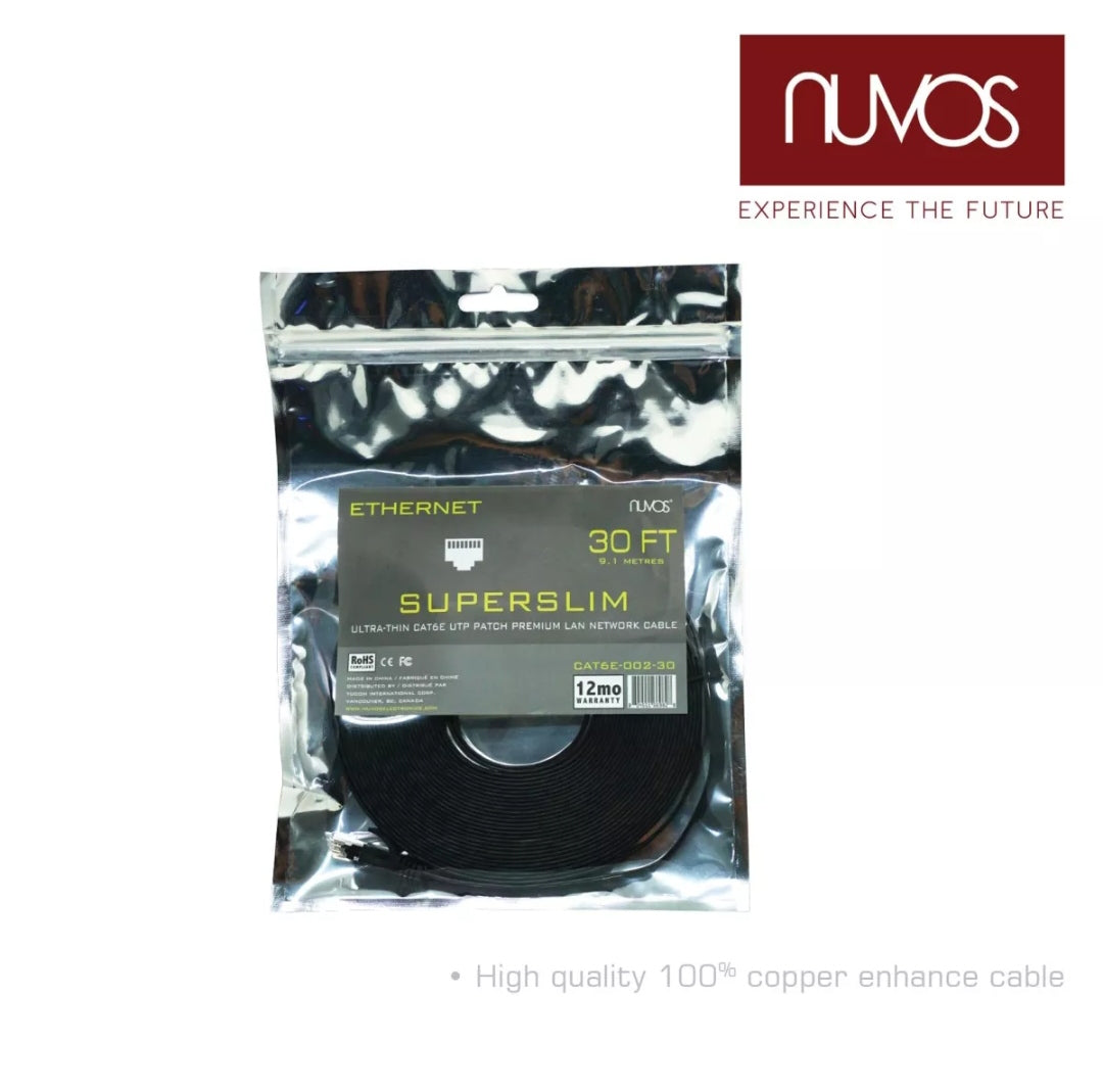 Nuvos Ultra-Thin Cat6E Lan Cable 30ft.