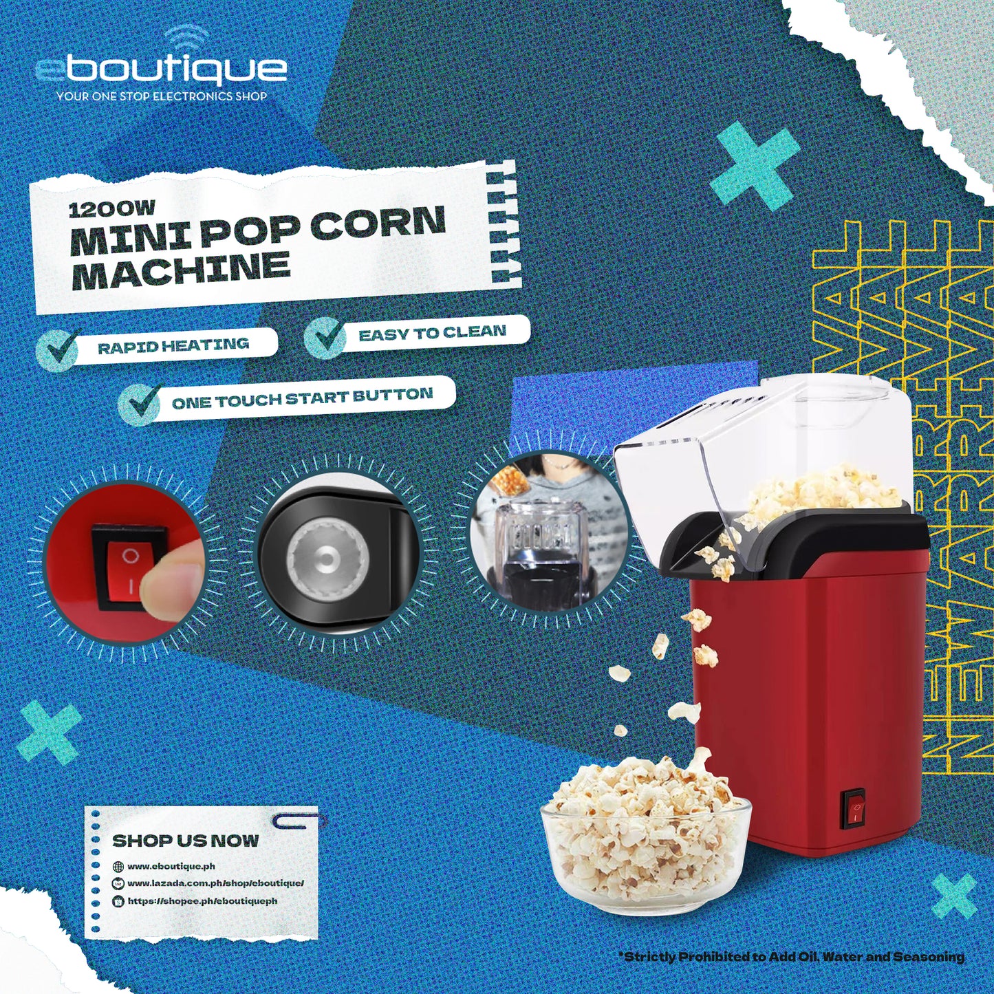 MINI POPCORN MACHINE 1200W