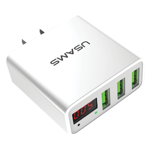 Usams Voltage Current Monitor 3-Port USB Wall Charger with LED Display US-CC034