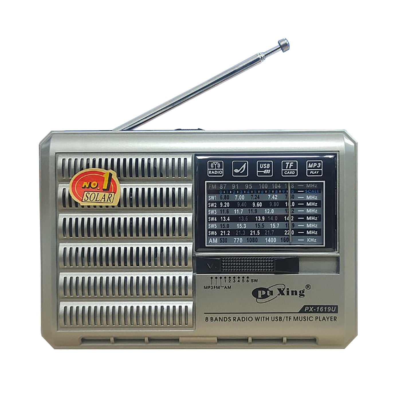 PU XING PX-1617U FM/AM/SW1-6 8 BANDS WITH USB/TF MP3 MUSIC PLAYER