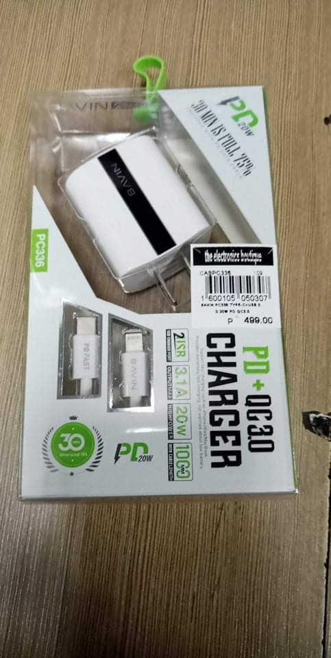 BAVIN 20W PD + 3.0 Qualcomm Fast & Portable Wall Charger for Lightning/ Type-C (PC336)