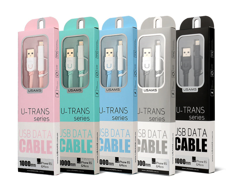 USAMS SJ019 BLACK 2IN1 CABLE U-TRANS SERIES BLACK