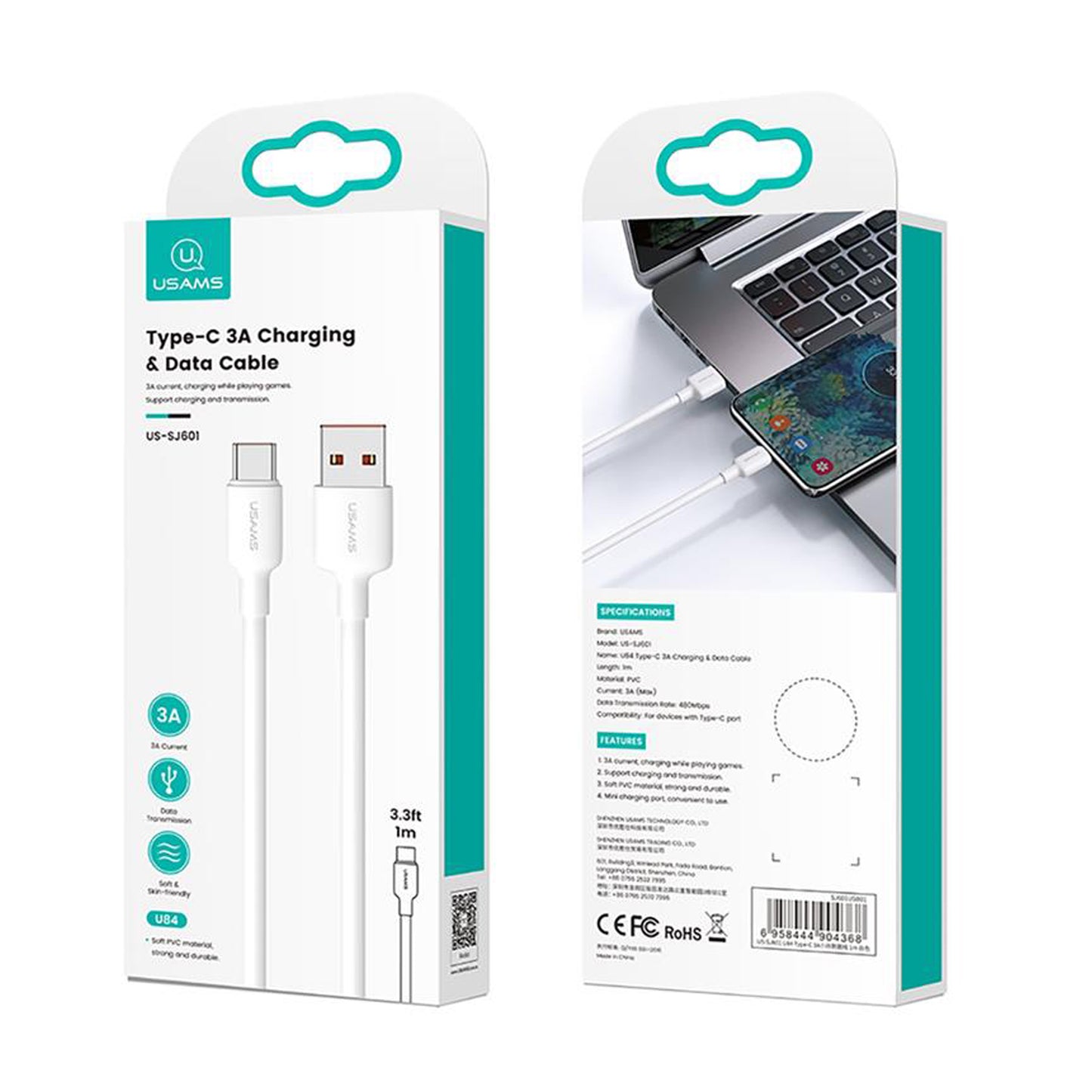 USAMS US-SJ601 TYPE-C 3A DATA CABLE