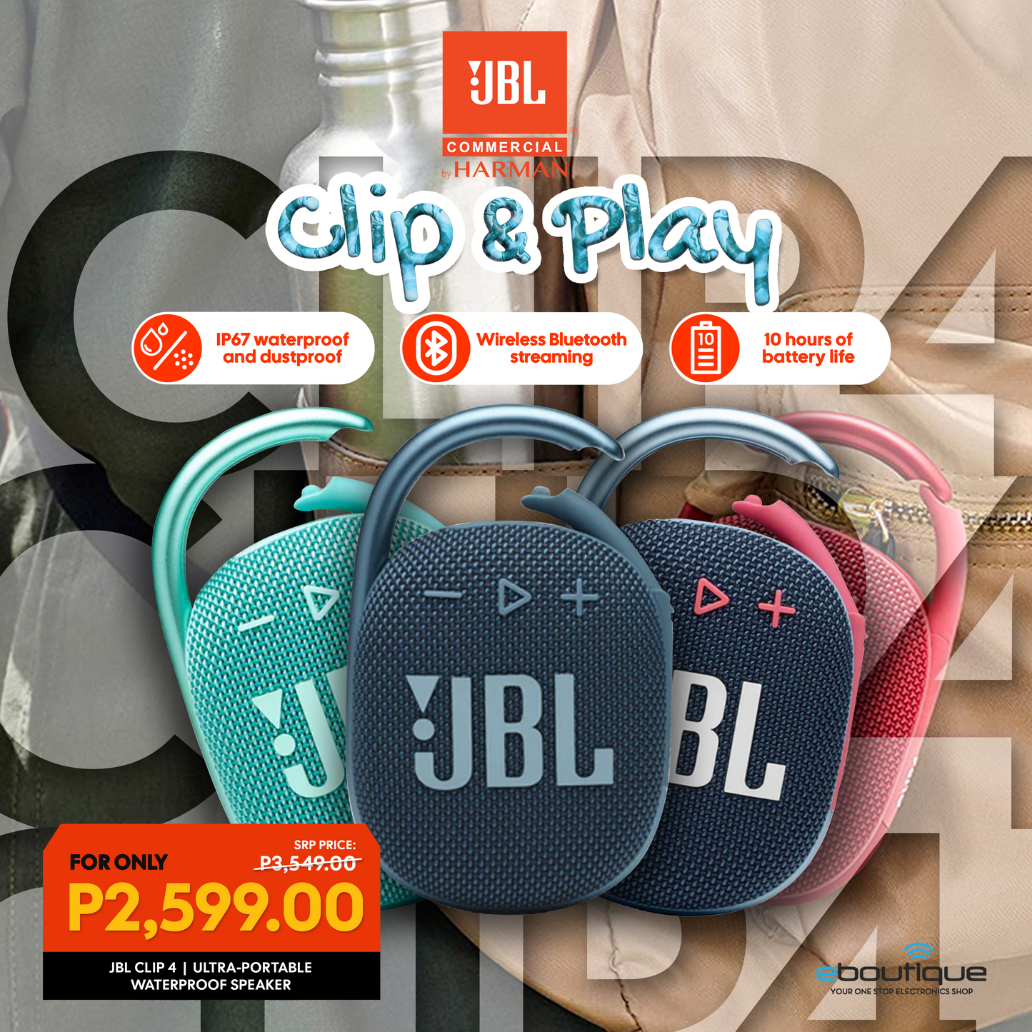JBL CLIP 4 Ultra-portable Waterproof Speaker