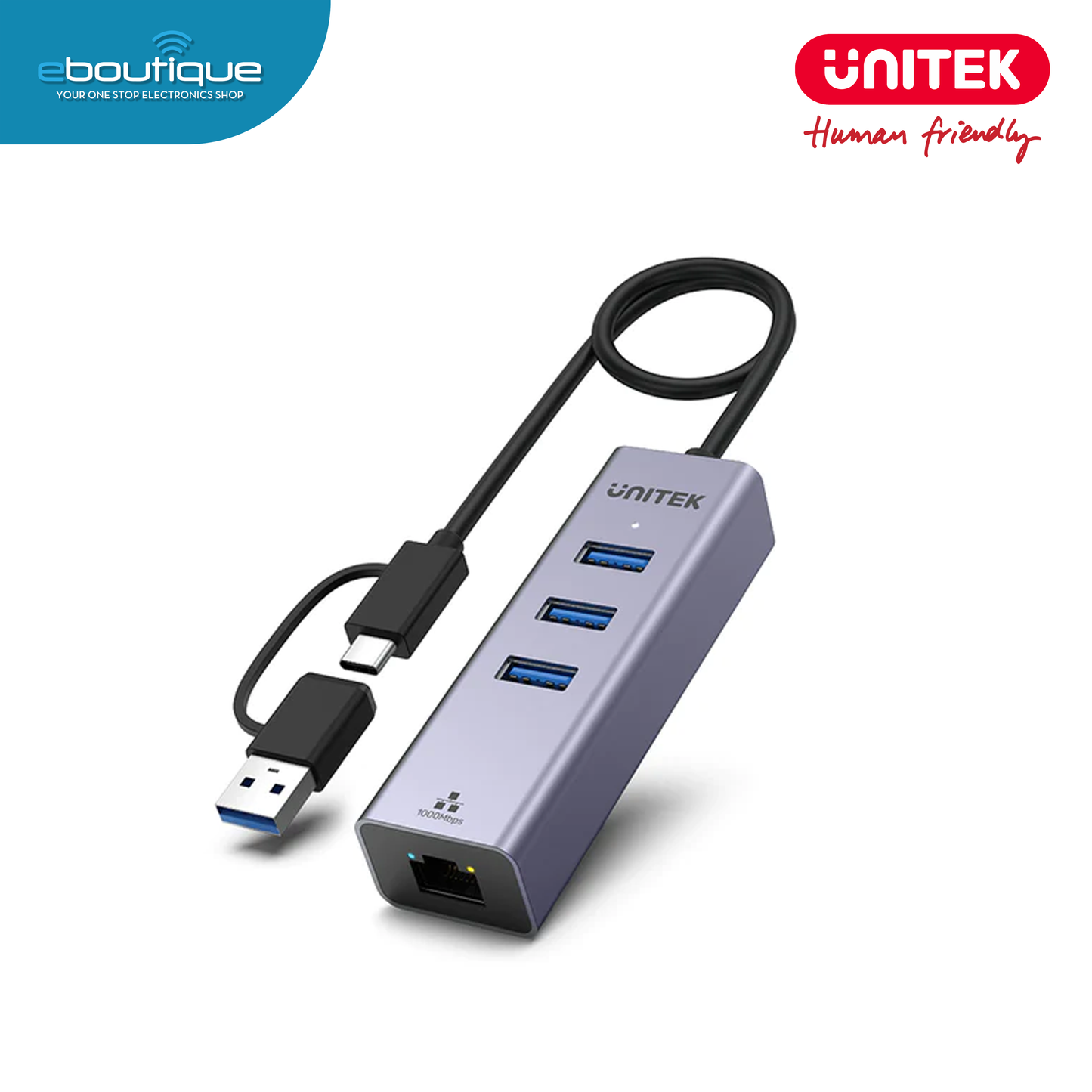 Unitek Y-3088B 4 in 1 USB-C Ethernet Hub (UNIY3088B)