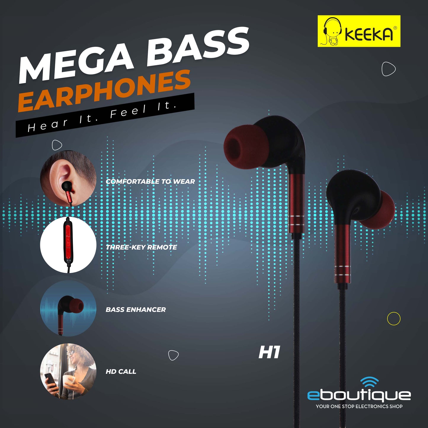 KEEKA H1 MEGA BASS EARPHONE