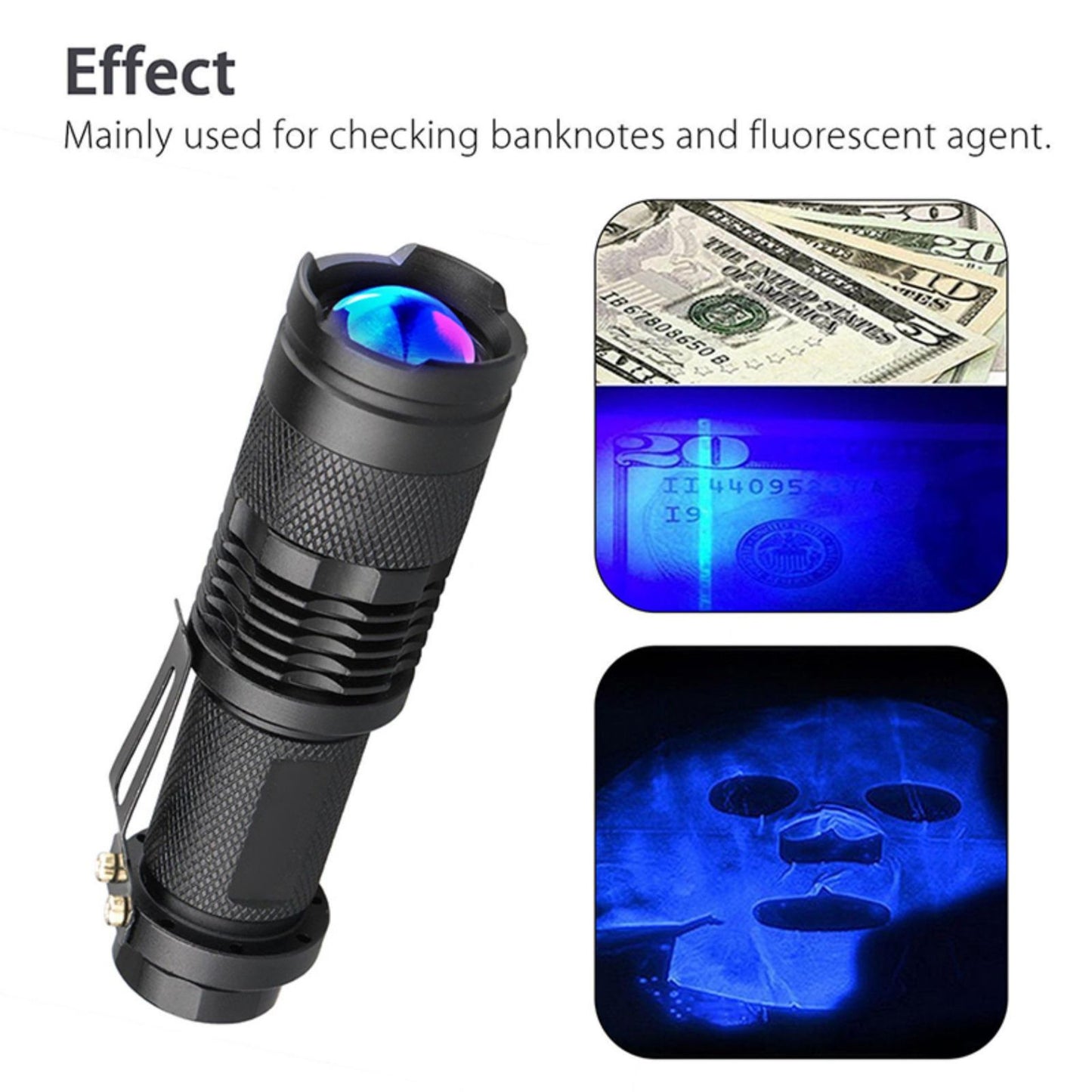 UV LED Rechargeable Flashlight/Torch (EO45)