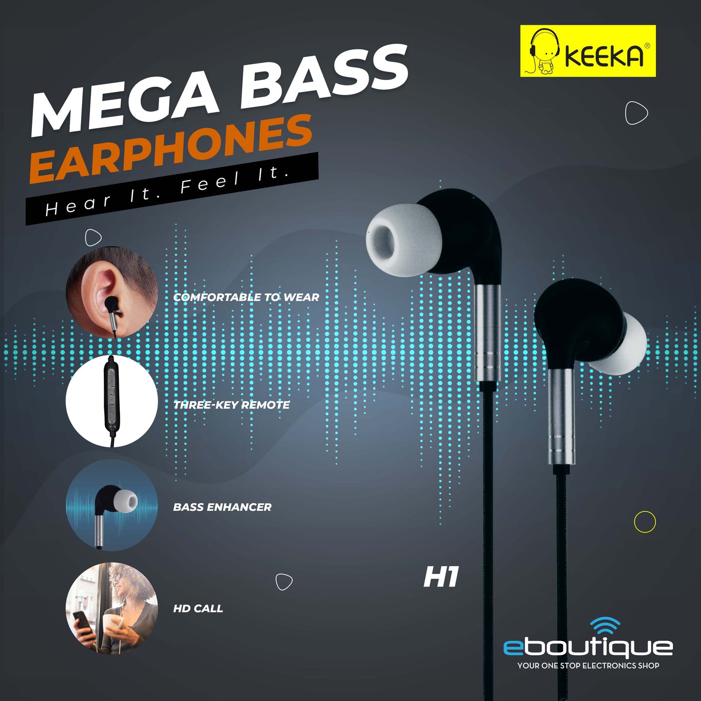 KEEKA H1 MEGA BASS EARPHONE