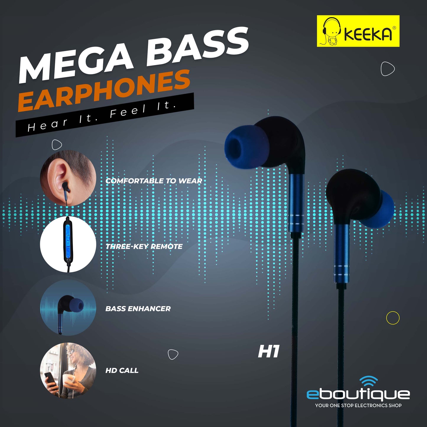 KEEKA H1 MEGA BASS EARPHONE