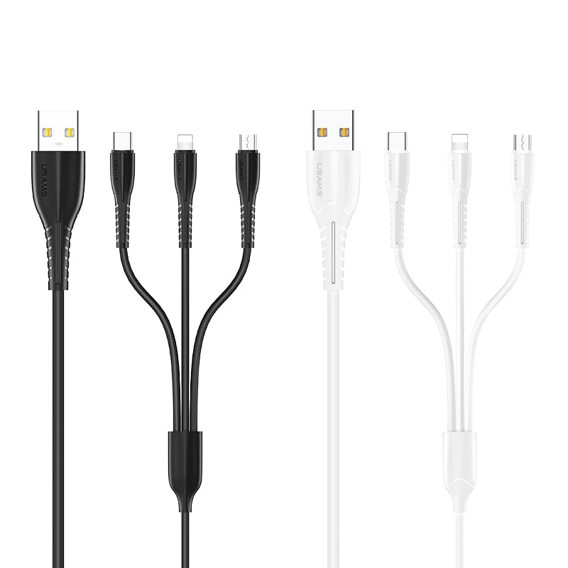 USAMS-LT travel charging set-land tu series (T18 SINGLE USB TRAVEL CHARGER + 3IN1 CHARGING CABLE