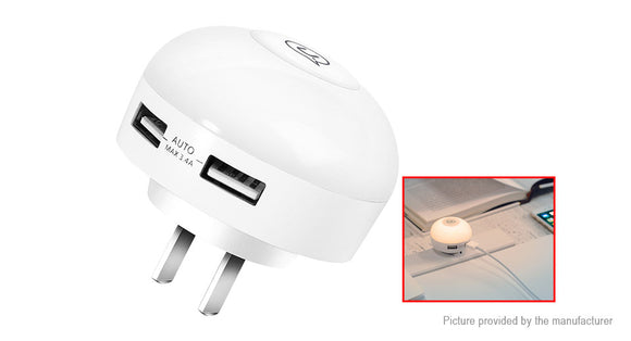 USAMS US-JD060 2.4A Two USB Ports Wall Charger with LED Night Light