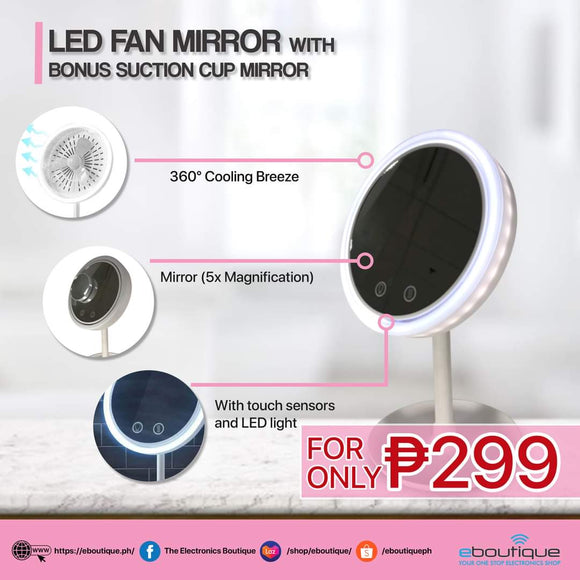 Led Fan Mirror with Bonus Suction Cup Mirror