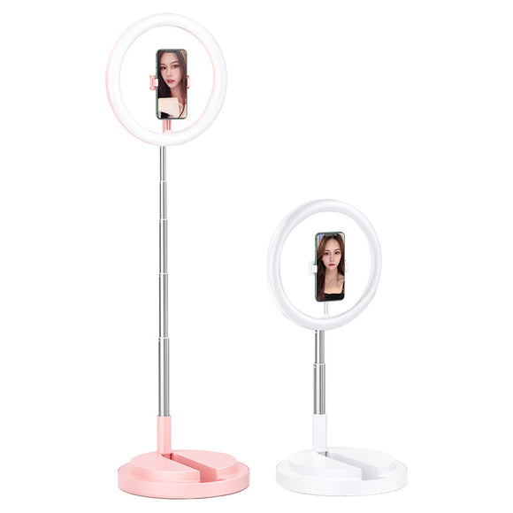 USAMS US-ZB120 LED Ring Fill Light Live Streaming Stretchable and Foldable Fill Light with Holder Supporting Base