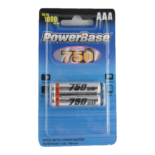 Powerbase Ni-MH 750mAh AAA Battery 2pcs. HR75AAA-2