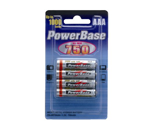 Powerbase Ni-MH 750mAh AAA Battery 4pcs. HR75AAA-4