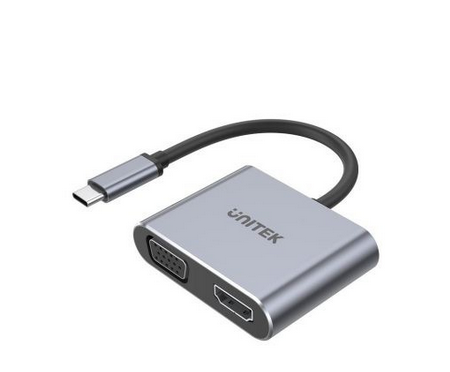 UNITEK V1126A 4K 60Hz USB-C to HDMI 2.0 and VGA Adapter with MST Dual Monitor