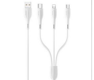 USAMS SJ374 U38 3-IN-1 CHARGING CABLE - 1M - WHITE