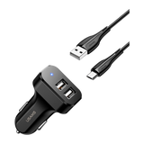 Usams Travel Car Charger Kit King Tu Series (U35 Micro Data and Charging Cable 1M Black+ C13 2.1A Dual USB Car Charger Black) USAMS-NT
