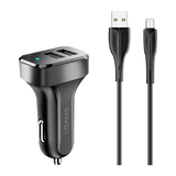Usams Travel Car Charger Kit King Tu Series (U35 Micro Data and Charging Cable 1M Black+ C13 2.1A Dual USB Car Charger Black) USAMS-NT