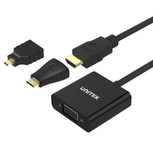 Unitek HDMI (M) to VGA (F) Adapter With Audio Solution Plus Mini & Micro HDMI Adapter Y-6355