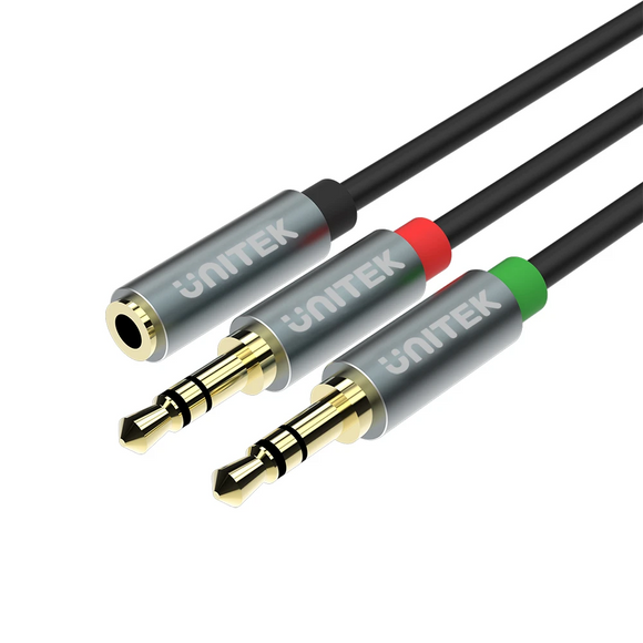 Unitek 3.5MM AUX Audio Cable - Male to 2x Female 0.2M Y-C957ABK