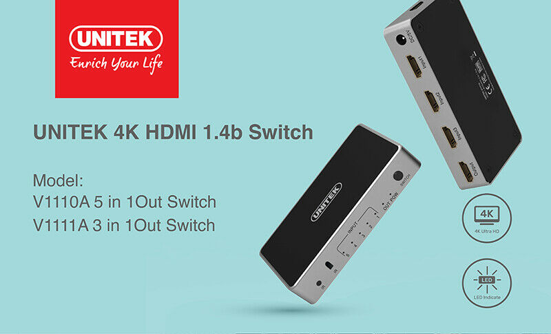 UNITEK V1111A 4K HDMI 1.4B SWITCH 3 IN 1 OUT