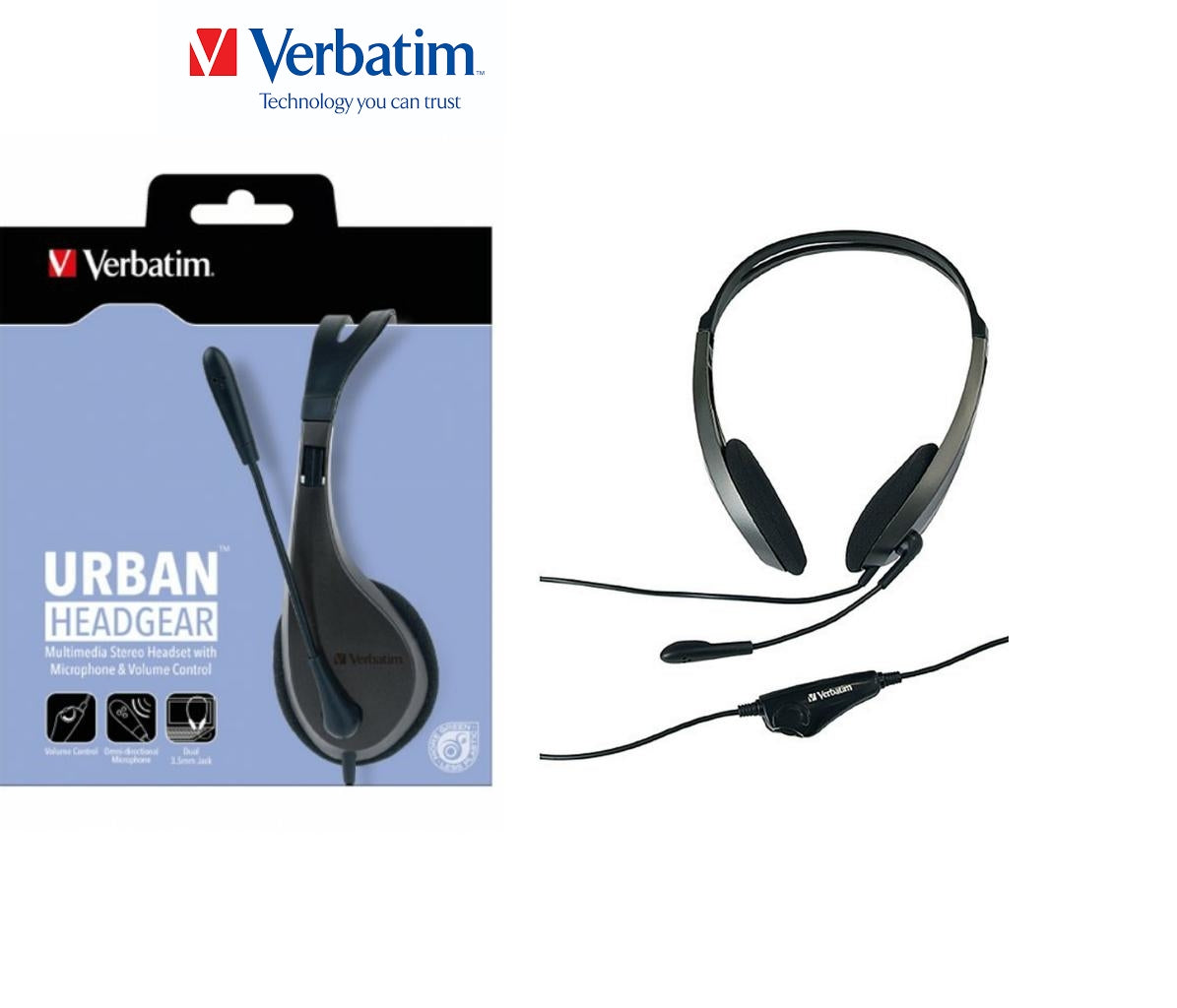 Verbatim Multi Media Headset with Mic & Volume Control VBEAR-41646