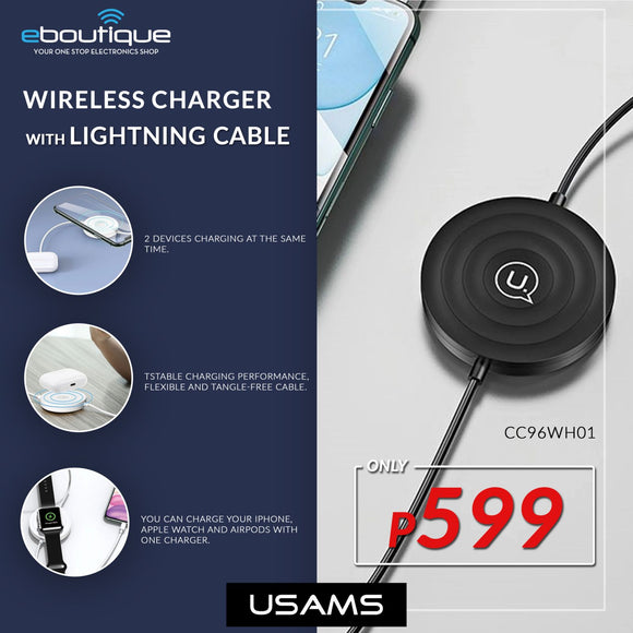 USAMS Wireless Charger + Lightning Charging Cable for Mobile Phone/iWatch/Earphone (US-CC096)